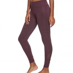 Balance Collection Alison High Waisted Strappy Mesh Yoga Leggings Wild Plum CLOTHING