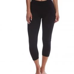 Hard Tail High Rise Cotton Yoga Capris Black CLOTHING