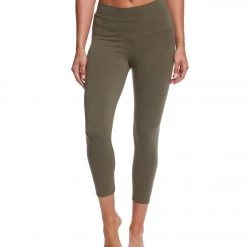 Hard Tail High Rise Cotton Yoga Capris Olive CLOTHING