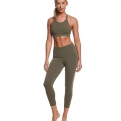 Hard Tail High Rise Cotton Yoga Capris Olive CLOTHING