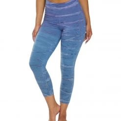 Hard Tail High Rise Cotton Yoga Capris Purple/Blue Rainbow Horizon