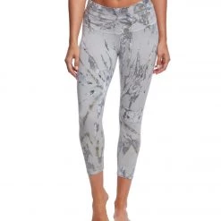 CLOTHING Hard Tail High Rise Cotton Yoga Capris Gray/Tan/Gold