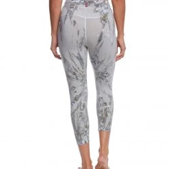 CLOTHING Hard Tail High Rise Cotton Yoga Capris Gray/Tan/Gold