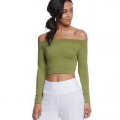 Mika Yoga Wear Chloe Tie Back Crop Long Sleeve Seaweed