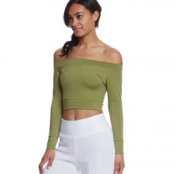 Mika Yoga Wear Chloe Tie Back Crop Long Sleeve Seaweed