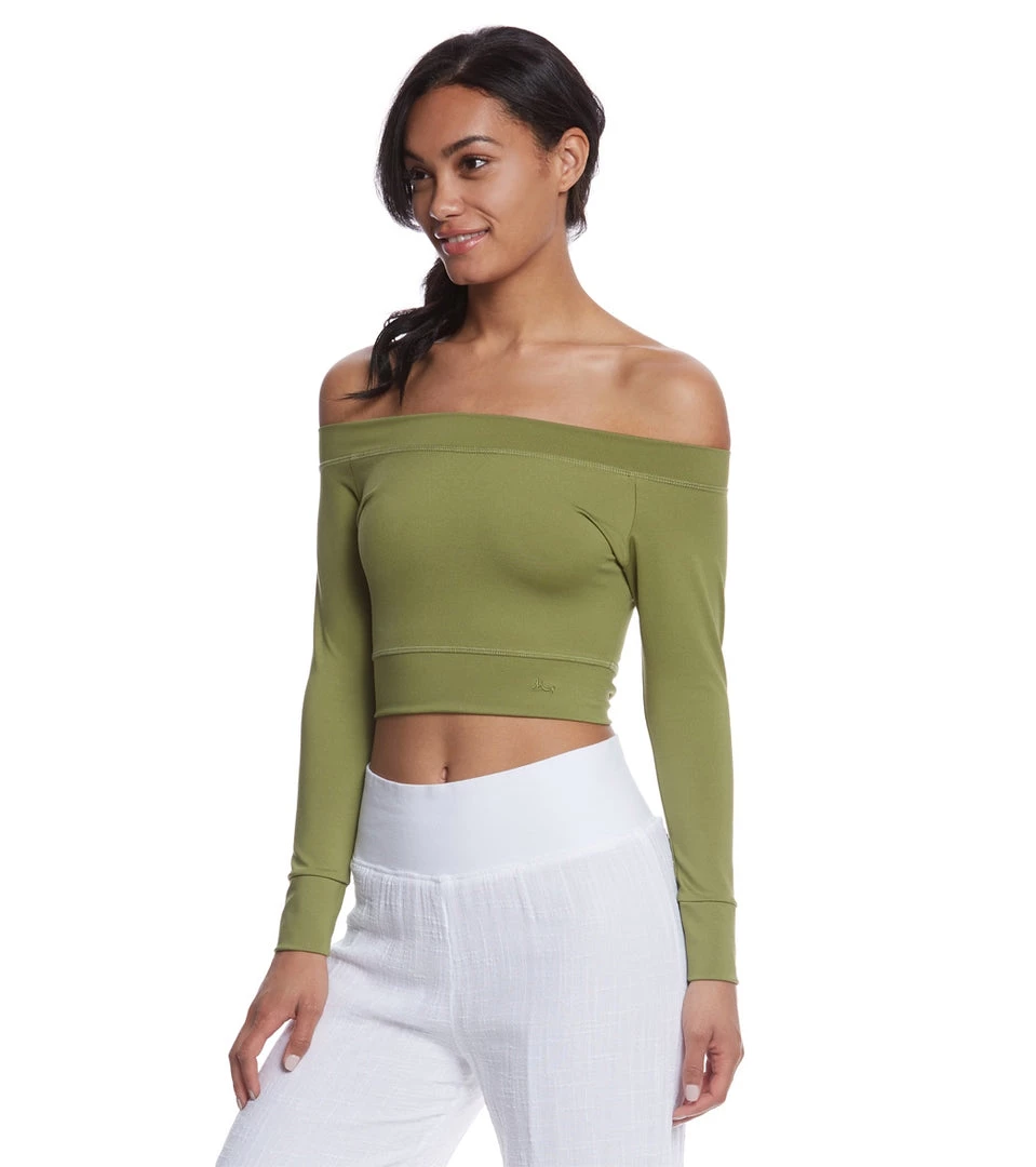 Mika Yoga Wear Chloe Tie Back Crop Long Sleeve Seaweed 4 Mika Yoga Wear Chloe Tie Back Crop Long Sleeve Seaweed