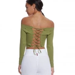 Mika Yoga Wear Chloe Tie Back Crop Long Sleeve Seaweed 10 Mika Yoga Wear Chloe Tie Back Crop Long Sleeve Seaweed