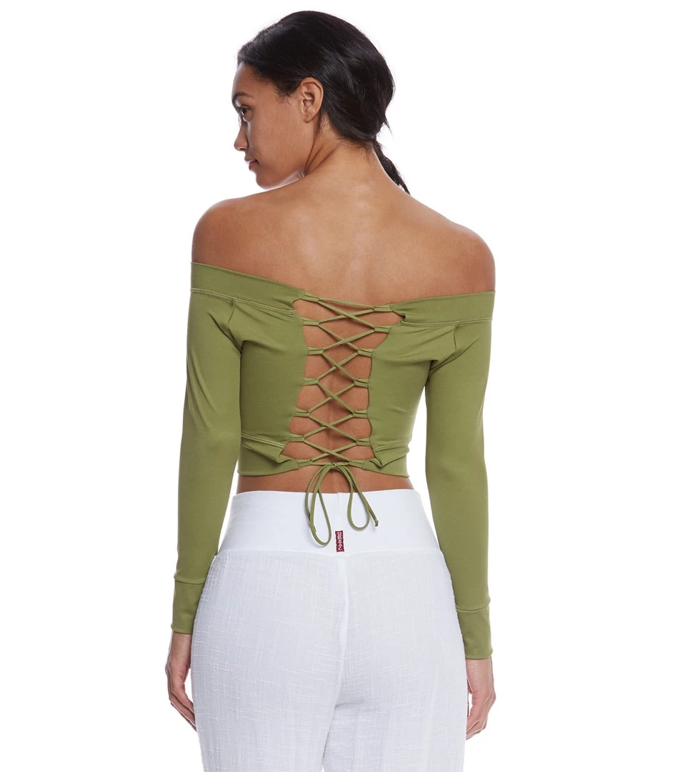 Mika Yoga Wear Chloe Tie Back Crop Long Sleeve Seaweed 5 Mika Yoga Wear Chloe Tie Back Crop Long Sleeve Seaweed
