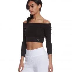 CLOTHING Mika Yoga Wear Chloe Cotton Crop Long Sleeve Black