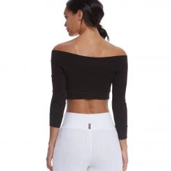 CLOTHING Mika Yoga Wear Chloe Cotton Crop Long Sleeve Black