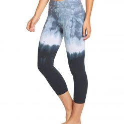 CLOTHING Hard Tail High Rise Cotton Yoga Capris Navy/White Rainbow Horizon