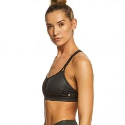 CLOTHING Manduka Corset Yoga Sports Bra Black Sheen