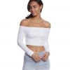 CLOTHING Mika Yoga Wear Chloe Cotton Crop Long Sleeve White
