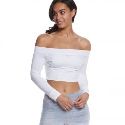 CLOTHING Mika Yoga Wear Chloe Cotton Crop Long Sleeve White