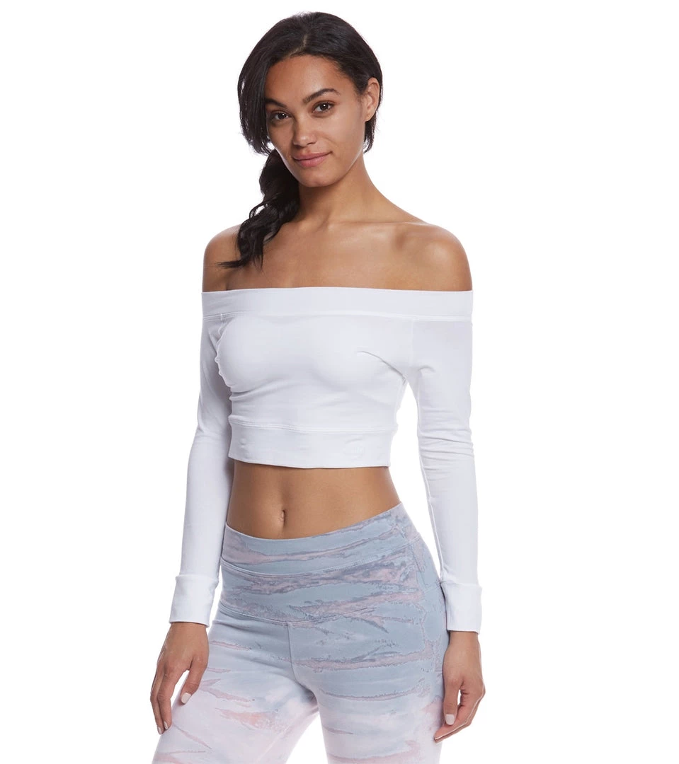 CLOTHING Mika Yoga Wear Chloe Cotton Crop Long Sleeve White 4 CLOTHING Mika Yoga Wear Chloe Cotton Crop Long Sleeve White