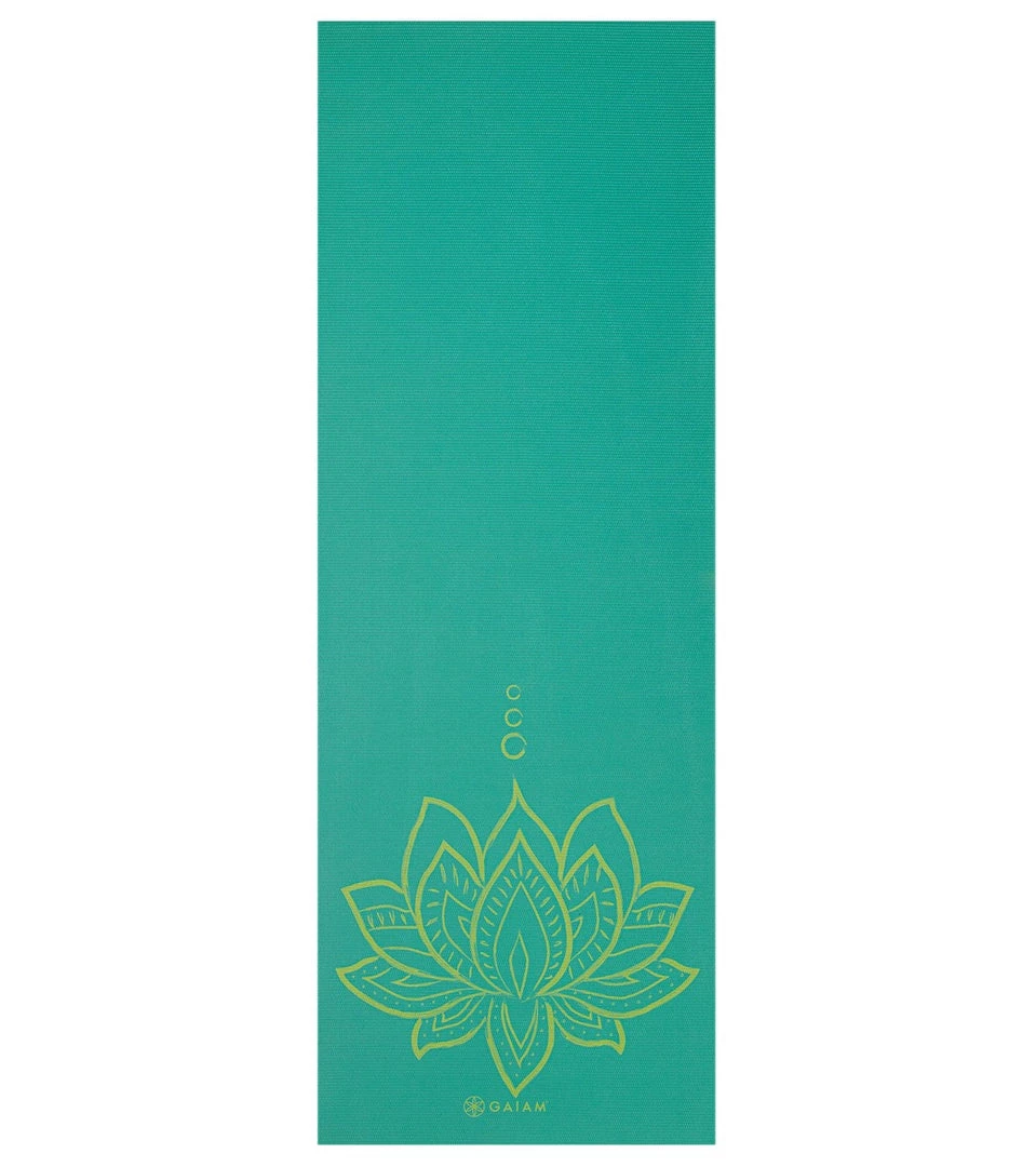 Gaiam Reversible Turquoise Lotus Printed Yoga Mat 68" 6mm Extra Thick Turquoise Lotus 3 Gaiam Reversible Turquoise Lotus Printed Yoga Mat 68" 6mm Extra Thick Turquoise Lotus