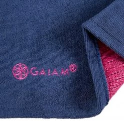 YOGA MATS & PROPS Gaiam Grippy Yoga Mat Towel Estate Blue/Fuchia Red