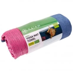 YOGA MATS & PROPS Gaiam Grippy Yoga Mat Towel Estate Blue/Fuchia Red