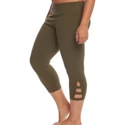 Hard Tail Plus Size Flat Waist Cage Cotton Yoga Capris Valley CLOTHING