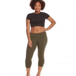 Hard Tail Plus Size Flat Waist Cage Cotton Yoga Capris Valley CLOTHING