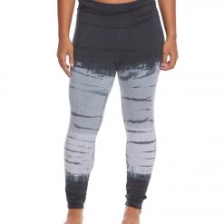Hard Tail Plus Size Contour Rolldown Cotton Yoga Leggings Black/Grey Tie Dye