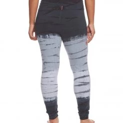 Hard Tail Plus Size Contour Rolldown Cotton Yoga Leggings Black/Grey Tie Dye