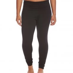 Hard Tail Plus Size Contour Rolldown Cotton Yoga Leggings Black