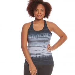 Hard Tail Plus Size U Scoop Yoga Tank Top Black/Grey Tie Dye CLOTHING
