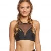 Onzie High Neck Yoga Sports Bra Black/Black Mesh