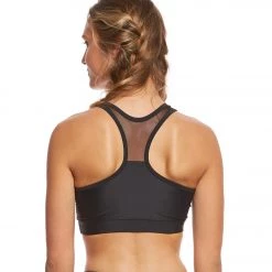 Onzie High Neck Yoga Sports Bra Black/Black Mesh