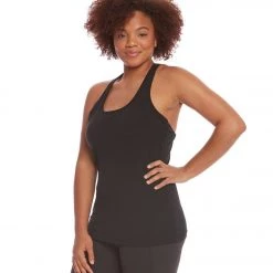 CLOTHING Hard Tail Plus Size U Scoop Yoga Tank Top Black