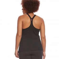 CLOTHING Hard Tail Plus Size U Scoop Yoga Tank Top Black