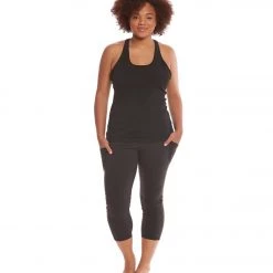 CLOTHING Hard Tail Plus Size U Scoop Yoga Tank Top Black