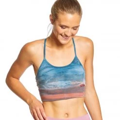 Hard Tail X Side Middy Yoga Sports Bra White/Blue Rainbow Horizon CLOTHING