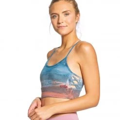Hard Tail X Side Middy Yoga Sports Bra White/Blue Rainbow Horizon CLOTHING