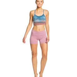 Hard Tail X Side Middy Yoga Sports Bra White/Blue Rainbow Horizon CLOTHING