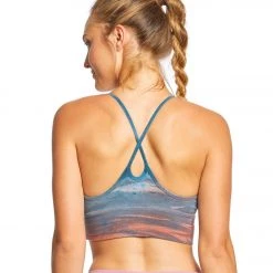 Hard Tail X Side Middy Yoga Sports Bra White/Blue Rainbow Horizon CLOTHING