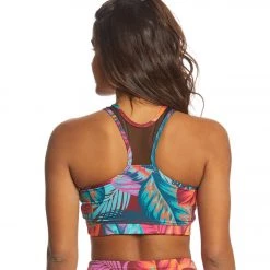 Onzie High Neck Yoga Sports Bra Lanai Black Mesh CLOTHING