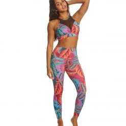 Onzie High Neck Yoga Sports Bra Lanai Black Mesh CLOTHING