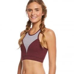 Onzie High Neck Yoga Sports Bra Burgundy CLOTHING