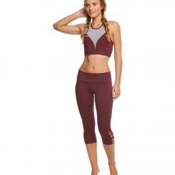 Onzie High Neck Yoga Sports Bra Burgundy CLOTHING