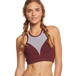 Onzie High Neck Yoga Sports Bra Burgundy CLOTHING
