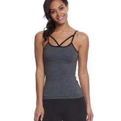 CLOTHING Hard Tail Strappy Front Yoga Tank Top Black