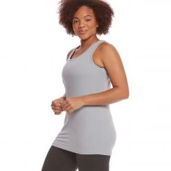 Hard Tail Plus Size Long Skinny Yoga Tank Top Stone CLOTHING