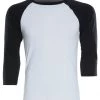 Bella + Canvas Men's 3/4 Sleeve Baseball Tee White/Black CLOTHING