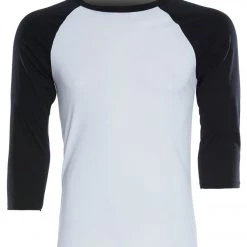 Bella + Canvas Men's 3/4 Sleeve Baseball Tee White/Black CLOTHING