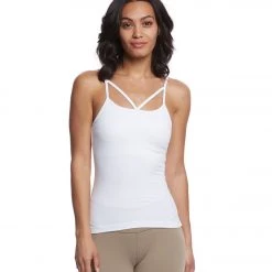 Yoga Tops Hard Tail Strappy Front Yoga Tank Top White
