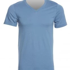 Bella + Canvas Men's Jersey Short Sleeve V-neck Tee Steel Blue CLOTHING