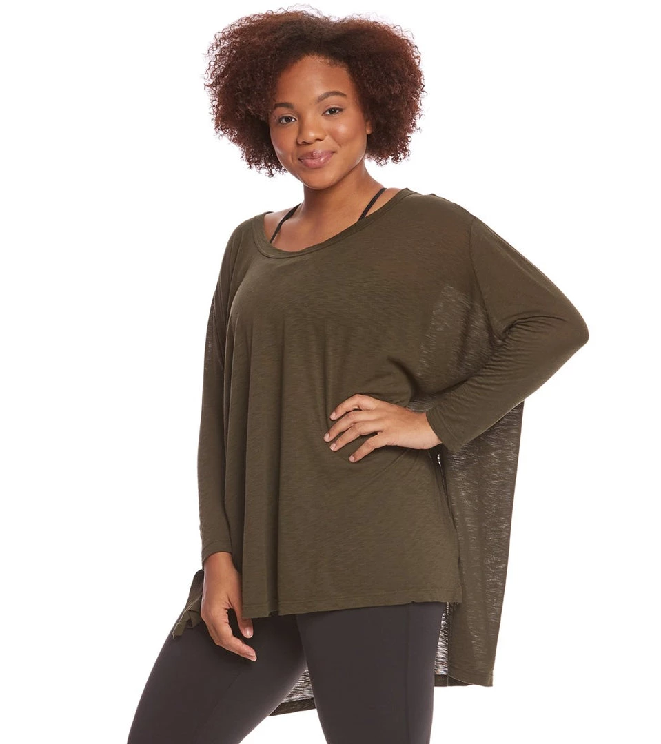 Hard Tail Plus Size Oversized 3/4 Sleeve Raglan Layering Top Valley CLOTHING 4 Hard Tail Plus Size Oversized 3/4 Sleeve Raglan Layering Top Valley CLOTHING