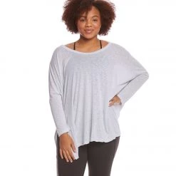 CLOTHING Hard Tail Plus Size Oversized 3/4 Sleeve Raglan Layering Top Dove